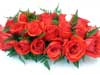Kaarten met bloemen versturen rode rozen in exotisch boeket
