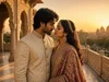 Traditioneel verliefd stel uit India romantische kaart