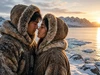 Inuït stel verliefd romantische wenskaart