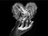 Liefdeskaarten, een zwevend hart van rook