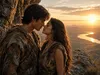 Verliefd stel in de steentijd romantische e-card