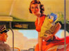 Pin-Up kaarten Art Frahm Ladies in destress 1950 Oops while I was standing in the bus