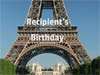 Verjaardagskaarten, naam van de jarige ontvanger op de Eiffel Toren Parijs