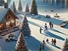 Theme: Christmas cards e-card: lakeside scenery